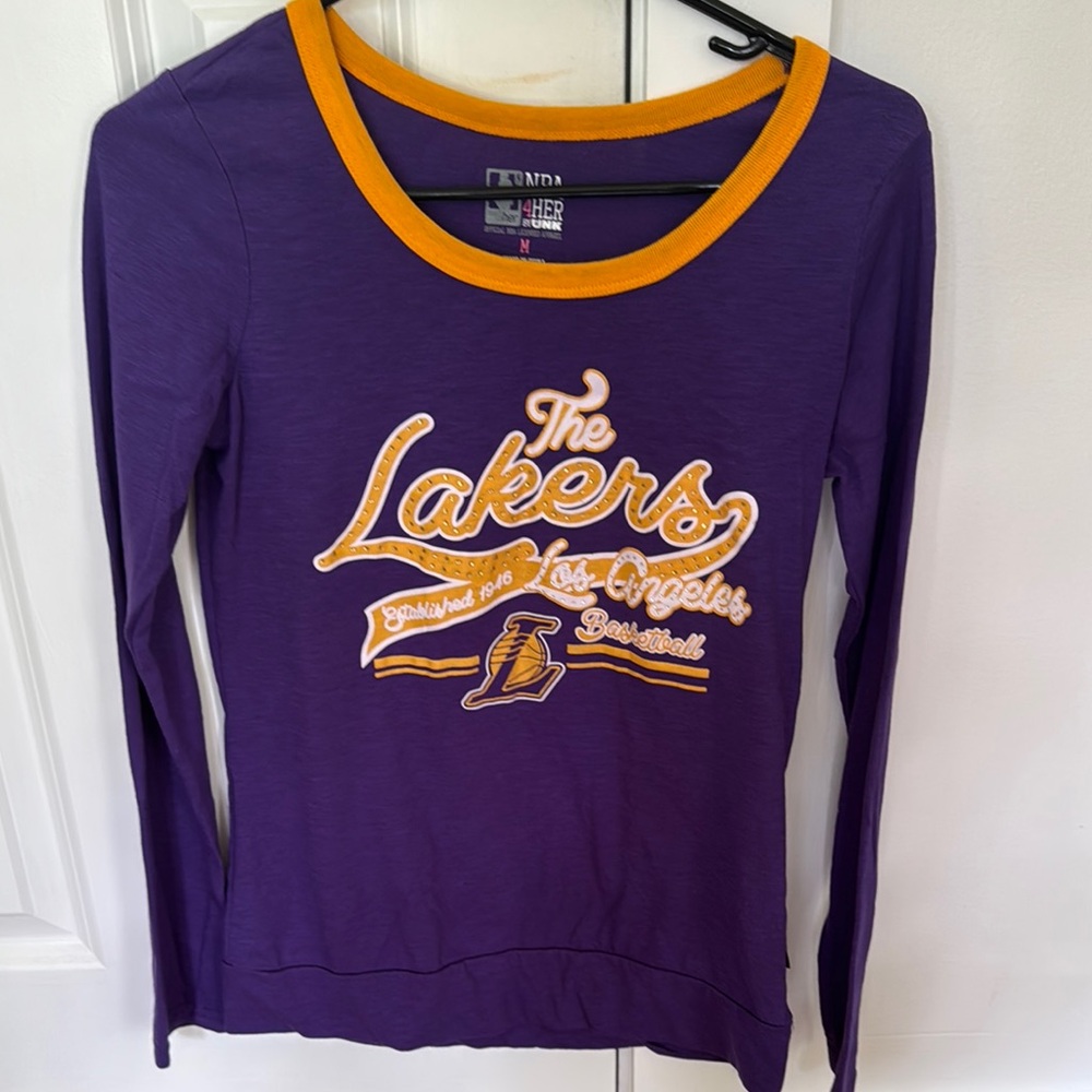 NBA Purple and Gold Lakers Long Sleeve Shirt
